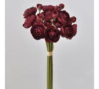 26 cm di loto artificiale con rugiada, decorazione per la casa, mille strati di piccole rose da tè, accessori per la fotografia, bouquet da sposa (rosso scuro)