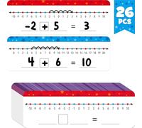26 Confezioni di Lavagne Cancellabili a Secco con Linea Numerica, Lavagna Scrivibile e Cancellabile a Doppia Faccia - da 0 a 20 su un Lato & da -10 a 10 sull'Altro Lato Lavagna Bianca di Matematica