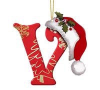 26 Decorazioni Natalizie con Lettere, Ciondolo Personalizzato Fai da Te con Lettera del Cappello di Natale per Albero di Natale, Ornamenti Sospesi dell'Alfabeto di Natale per Regali di Feste Natalizie