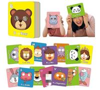 26 fogli di carta alfabeto ABC con maschere animali, carte colorate dell'alfabeto, Giant Letter ABC Animal Faces Flash Learning, Interactive Learning for Toddler 3-5