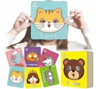 26 fogli di carta alfabeto ABC con maschere animali, carte colorate dell'alfabeto per bambini Learning Letters, Interactive Education Games, Learn Letters