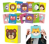 26 fogli di carta alfabeto ABC con maschere animali, Giant Letter ABC Animal Faces Flash Learning, Colorful Alphabet Mask Cards, English Phrases for Party