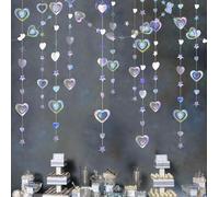 26 Ft Iridescent 3D Cuore Twinkle Star Girland Carta olografica Streamer Banner per compleanno, festa della mamma, festa della mamma, decorazione