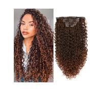 26 inch Synthetic Curly hair Clip In HairExtensions for Black Women Wear and Go(Black Medium Auburn)
