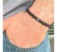 26 iniziale ciondolo Uomo Braccialetti classico fatto a mano 6mm opaco pietra Braccialetti per uomo L,M,S,H,A,T,O,X,B,C,D,E,F,G,I,J,K,N,P,Q,R,U,V,W,Y,ZPietra