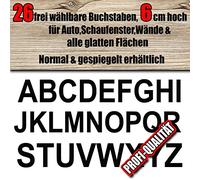 26 lettere adesive resistenti alle intemperie, altezza 6 cm, per interniesterni, liberamente assemblabili a piacere, grande scelta di colori e caratteri, per auto, vetrine, pareti e tutte le
