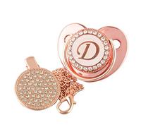 26 Lettere Bambino Ciuccio Del Bambino Di Colore Rosa Lenitiva Ciuccio Bling Di Lusso Dummy Succhietto con La Catena Clip per 0-18M