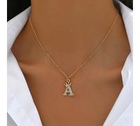 26 Lettere Dell Alfabeto Inglese Collana Con Ciondolo A Corona Di Moda Gioiello Con Ciondolo Di Lettera Strass Per Donne E Uomini Collana Con Iniziali L,M,S,H,A,T,O,X,B,C,D,E,F,G,I,J,K,N,P,Q,R,U,V,W,Y