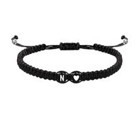 26 Lettere Iniziale Cuore Bracciali Fatti A Mano Regolabile A-Z Nome Braccialetti Intrecciati Per Le Donne Uomini, 22 1/8