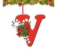 26 lettere ornamentali per albero di Natale, decorazioni da appendere personalizzate, per calze di Natale, camino, riutilizzabili, 26 lettere dell'alfabeto per fai da te, ornamenti natalizi (V)