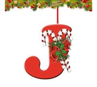 26 lettere ornamentali per albero di Natale, decorazioni da appendere personalizzate, per calze di Natale, camino, riutilizzabili, 26 lettere dell'alfabeto per fai da te ornamenti natalizi (J)