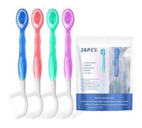 26 mini spazzolini da viaggio, 5 in 1, spazzolino da denti e filo interdentale, spazzolini da denti con dentifricio, mini pennelli da viaggio, raschietto per lingua (confezione mista)