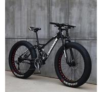 26 Mountain Bike, Bici da Montagna per Adulti con Pneumatici Grassi, Bicicletta A velocità 7/21/24/27/30, Mountain Bike Hardtail in Acciaio Ad Alto Tenore di Carbonio, Black(a), 26inch 21speed