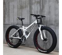 26 Mountain Bike, Bici da Montagna per Adulti con Pneumatici Grassi, Bicicletta A velocità 7/21/24/27/30, Mountain Bike Hardtail in Acciaio Ad Alto Tenore di Carbonio, White(a), 26inch 21speed