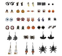 26 paia di orecchini di Halloween per donne e ragazze, a forma di zucca, ragno, strega, pipistrello, fantasma, oro, smaltati, pendenti, pendenti, per donne, feste di Halloween, regali in costume