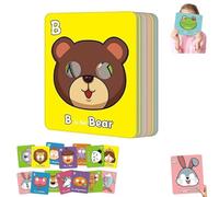 26 PC Schede flash ABC Alfabet ABC divertenti con maschere per animali, Carte lettere aggiornamento con buchi per gli occhi, Scheda lettera di apprendimento interattivo genitore-figlio (1pc)