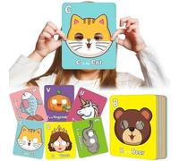 26 PCS Alphabet ABC Flash Cards with Animal Masks, Animal Flash Cards for Toddlers 1-3, Animal Flash Cards, Learn Letters, Spelling, Animals, Interactive Education for Parties, Classroom (1Set)