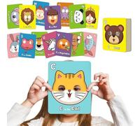 26 PCS Interactive Alphabet Mask Cards, Vibrant 8.6in Giant Letter ABC Animal Flash cards Transformative Learning with Wearable Letter Faces for Early Skill Development