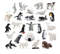 26 PCS Polar Animal Toys - Birthday Cake Decor, Mini Polar Bears, Seals, Penguins, Foxes & Whales | Ideal For Cake Decorating, Kids’ Party Favors, School Projects, And Themed Winter Celebrations
