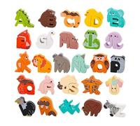 26 pezzi Alphabet Animal Puzzle - Matching Toy Set for Kids, Preschool Learning Game | Puzzle educativo per bambini per la prima infanzia, forniture per la scuola, attività di viaggio per l'asilo