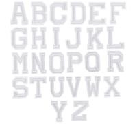 26 Pezzi Bianca Lettere Toppe Termoadesive, A-Z dell'alfabeto Ricamate Tessuto Patch Applique, Toppe da Cucire Stirare, Cucite su Patch Adesivi per Vestiti Giacche Borse Riparazione Decorativa