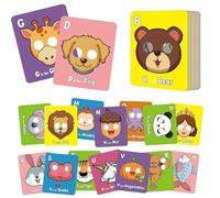 26 pezzi di carte flash con maschere animali, carte di apprendimento colorate per toddlers, flash educativo interattivo per letter recognition (2 pezzi)