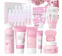 26 Pezzi Kit per la Cura Della Pelle Sakura, Sakura Skincare Kit | con Detergente/Tonico/Essenza/Dispositivo Detergente/Maschera ier il Viso Ecc, Kit per la Cura del Viso per Ragazze e Donne