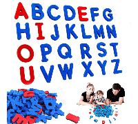 26 pezzi Lettere magnetiche rosse e blu per frigorifero e giocattolo educativo per bambini piccoli e prescolari, scuola, studenti, cancelleria, forniture scolastiche, lettere magnetiche, blocchi magne