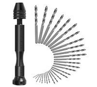 26 Pezzi Punte Elicoidali per Trapano Set,Trapano a Mano Punte Elicoidali,25PCS Micro Mini Twist Drill Bit Set con 1 PCS Trapano Manuale Strumenti,per Gioielli Resina Legno Plastica Fai da te Foratura