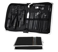26 Pezzi Set Manicure Professionale Kit Set Tagliaunghie Pedicure Set Donna Uomo con Lima per Unghie Taglia Unghie per Mani Tagliaunghie Piedi Taglia Spingi Cuticole Tronchesino Unghie | Nero