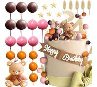 26 Pezzo Teddy Cake Topper Decorazione per La Torta, Mini Cake Topper a Forma Di Palloncini Di Schiuma Colorati E Stella, per Festa Compleanno Anniversario Matrimonio Baby Shower