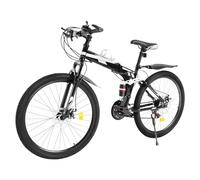 26 pollici, mountain bike, 21 marce, pieghevole, per adulti, bici da corsa, pieghevole, per uomo, donna, ragazzo (nero + bianco)