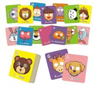 26 schede didattiche con l'alfabeto ABC e maschere di animali, giochi interattivi ed educativi, gioco di apprendimento for il riconoscimento delle lettere, schede didattiche con facce di animali