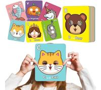 26 schede didattiche con l'alfabeto ABC e maschere di animali, schede con maschere colorate dell'alfabeto, giochi didattici interattivi per imparare le lettere (26 Pcs)