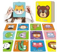 26 schede flash ABC dell'alfabeto con maschere di animali, 2025 nuove carte colorate con maschera dell'alfabeto, giochi educativi interattivi, imparare lettere, frasi inglesi