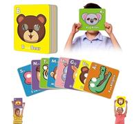 26 schede flash ABC dell'alfabeto con maschere di animali, carte colorate con maschera dell'alfabeto, giochi educativi interattivi, imparare lettere, frasi inglesi, flashcard per apprendimento ABC con