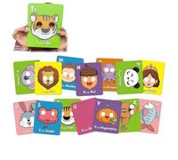 26 schede flash ABC dell'alfabeto con maschere di animali, carte colorate con maschera dell'alfabeto, giochi educativi interattivi per imparare lettere, frasi in inglese