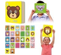 26 schede flash ABC dell'alfabeto con maschere di animali, carte colorate con maschera dell'alfabeto, maschere per animali ABC, carte di aggiornamento con fori per gli occhi, giochi educativi