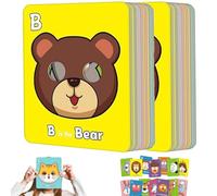 26 schede flash dell'alfabeto Abc con maschere di animali, carte con maschera dell'alfabeto, carte animali, giochi educativi interattivi, imparare lettere, frasi in inglese (2 set, 1)