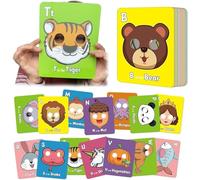 26 schede flash dell'alfabeto ABC con maschere di animali, maschere dell'alfabeto, giochi educativi interattivi, imparare lettere, frasi in inglese