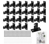 26 staffe di montaggio a griglia nere, ganci per display a griglia da parete con viti e bullone di espansione da parete, accessori per griglie per espositori al dettaglio, casa, negozio, garage