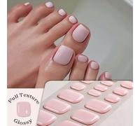 26 strisce per unghie dei piedi in gel semi-indurito, unghie adesive eleganti rosa e bordeaux, design multicolore in tinta unita e glitter per coprire tutta l'unghia, qualità da salone, da usare con l