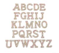 26 toppe argentate con strass a forma di lettera dell'alfabeto, dalla A alla Z, luccicanti e perlate, per vestiti fai da te, giacche da sposa, cappelli, borse e accessori (A)