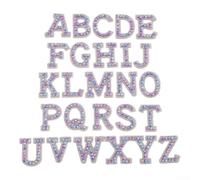 26 toppe argentate con strass a forma di lettera dell'alfabeto, dalla A alla Z, luccicanti e perlate, per vestiti fai da te, giacche da sposa, cappelli, borse e accessori (B)
