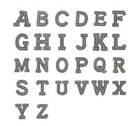 26 toppe termoadesive a forma di lettere dell'alfabeto dalla A alla Z, lucide, con strass, da applicare con ferro da stiro, per fai da te, vestiti, jeans, borse, decorazioni per abbigliamento (nero)