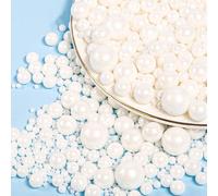 260g Perle di zucchero bianche, adatte per decorazione di torte per matrimoni, feste di compleanno, palline di perle bianche fai-da-te, decorazione per torte nuziali, non commestibili, solo per decora