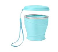 260ml Foldable Cup - Food Grade Silicone, Leakproof Beverage Mug for Hydrating, Premium Quality Vessel, Modern-Style Travel Glass with Stainless-Rim, High-End Grade Container for Sipping & Pouring