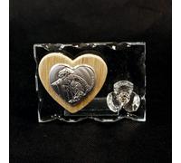 26156 Bomboniere 6pezzi Icona in Vetro con Cuore in Legno e Fiore in Cristallo S