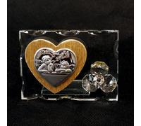 26158 Bomboniere 6pezzi Icona in Vetro con Cuore in Legno e Fiore in Cristallo A