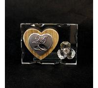 26160 Bomboniere 6pezzi Icona in Vetro con Cuore in Legno e Fiore in Cristallo 2